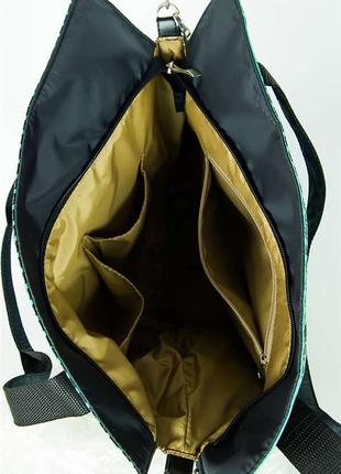Легка жіноча сумка з принтом. текстильна сумка на плече бірюзова3 фото