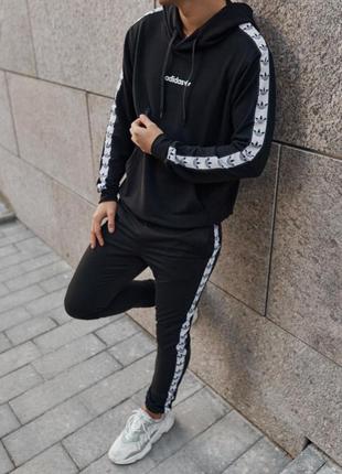Спортивні штани адидас чоловічі чорні осінні демісезон adidas