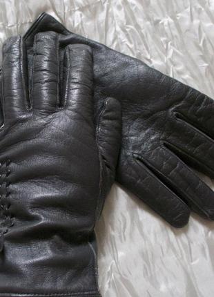 Рукавички темно-сірі жіночі шкіряні