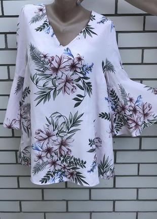 Квіткова блуза, сорочка з воланами, рюшами, відкрита спина, великий розмір f&f4 фото