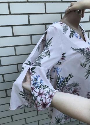 Квіткова блуза, сорочка з воланами, рюшами, відкрита спина, великий розмір f&f6 фото