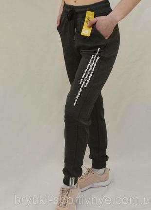 Штани спортивні жіночі трикотажні під манжет l — 4xl штани спортивні з принтом kenalin (сірий)
