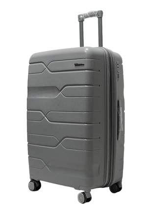Серый чемодан полипропилен. очень прочный, имлия. размер s1 фото