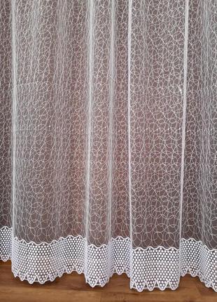 Тюль павутина с вышивкой белая, гардина в зал, спальню, с кордовой нитью