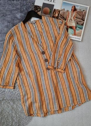 Легкая хлопковая туника в полоску удлиненная блуза