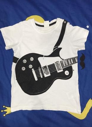 Біла футболка з гітарою1 фото