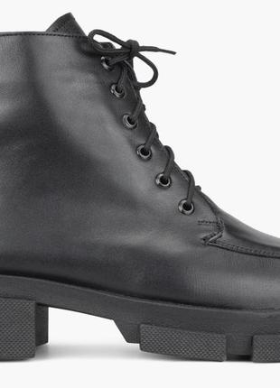 Ботинки высокие женские демисезонные чёрные натуральная кожа украина  swallow - размер 36 (23,5 см)  (модель:
