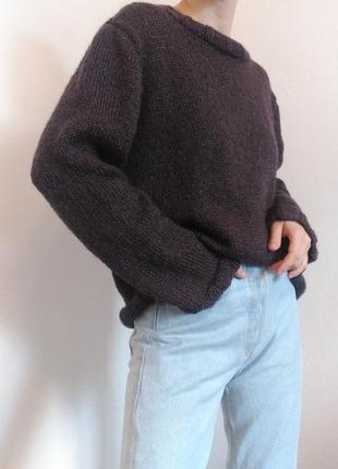 Винтажный свитер джемпер оверсайз шерстяной свитер винтаж джемпер ручная работа пуловер реглан лонгслив6 фото