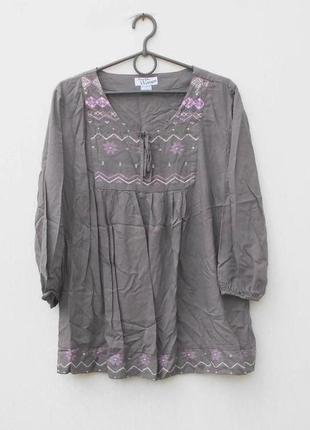Блузка з віскози з рукавом 3/4 імітація вишивки