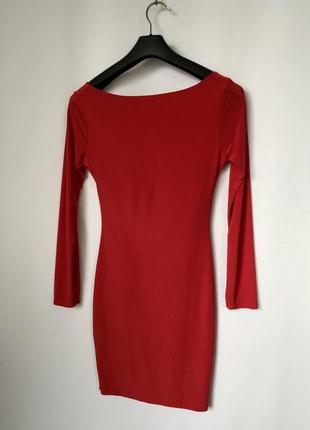 Plt красное облегающее платье мини с длинными рукавами квадратный вырез prettylittlething9 фото