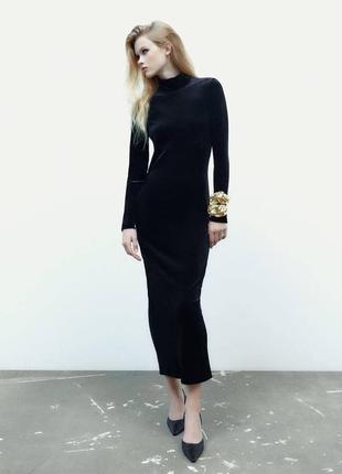 Бархатне плаття міді zara 3