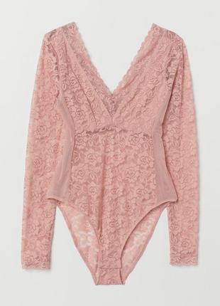 Кружевное боди с длинными рукавами h&m
