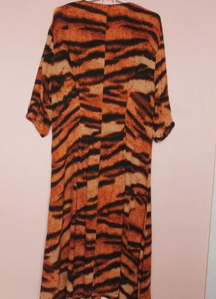 Оранжево-черное платье миди, платье мины 50-52 р.4 фото