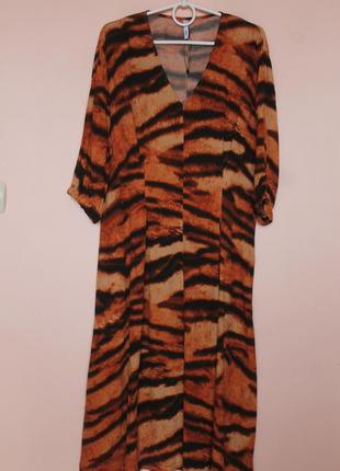 Оранжево-черное платье миди, платье мины 50-52 р.5 фото