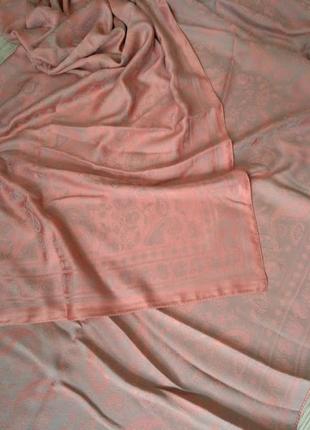 Персиковый серый шелковый турецкий платок, платок весна осень, двусторонний2 фото