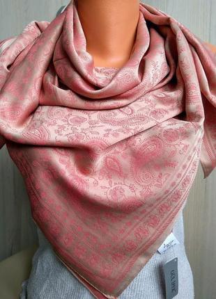 Персиковый серый шелковый турецкий платок, платок весна осень, двусторонний1 фото