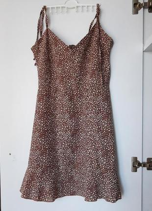 Легкое платье на бретельках в леопардовый принт3 фото