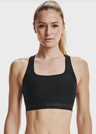 Under armour женский черный топ ua crossback mid bra-blk