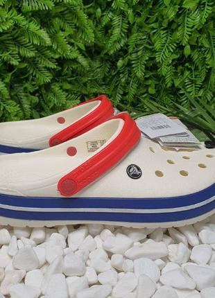 Сабо кроксы crocs crocband white blue jean крокс унисекс мужские женские  сабо1 фото