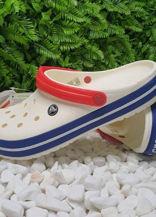 Сабо кроксы crocs crocband white blue jean крокс унісекс чоловічі та жіночі  сабо2 фото