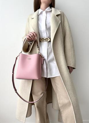Женская брендовая кожаная сумочка coach mollie bucket bag 22 pink сумка кроссбоди оригинал кожа коач коуч на подарок жене подарок девушке3 фото