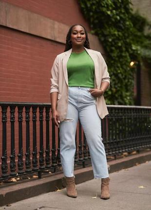 Джинси uniqlo свiтло-блакитнi distressed peg top high-rise jeans