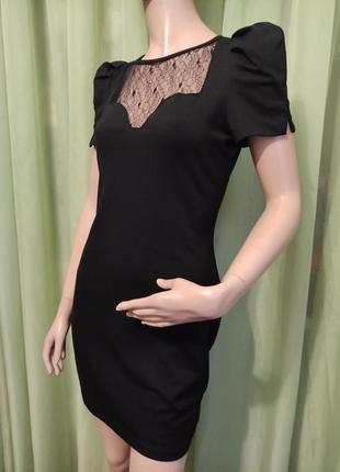 Сукня стрейч чорна класична "lipsy" , з мереживом