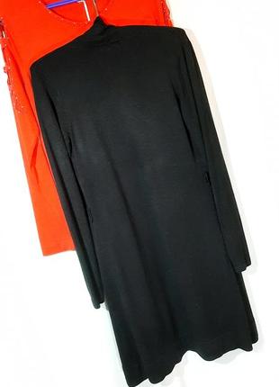 Кардиган черный легкий р 34-36 длинный с карманами и поясом3 фото