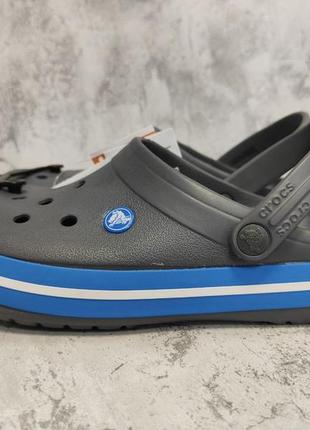 Crocs crocband clog charcoal ocean унисекс женские мужские крокси сабо серый3 фото