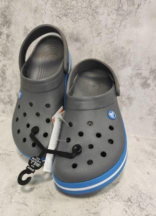 Crocs crocband clog charcoal ocean унісекс жіночі чоловічі крокси сабо сірі1 фото