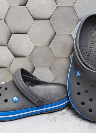 Crocs crocband clog charcoal ocean унисекс женские мужские крокси сабо серый4 фото