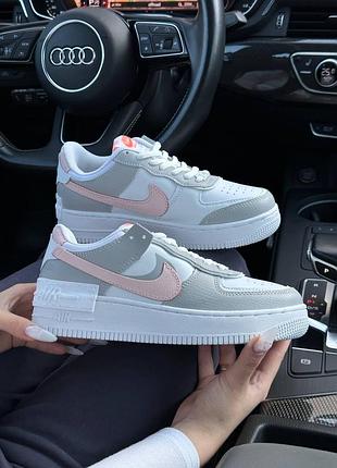 🔥жіночі кросівки nike air force 1 shadow white grey pink