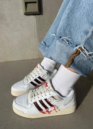 Жіночі шкіряні білі з червоним кросівки adidas forum low 84 🆕 адідас форум