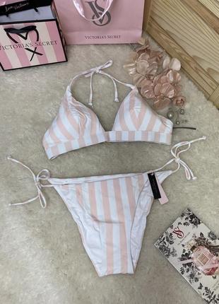 Купальник cheeky string victorias secret розово полосатый оригинал виктория сикрет