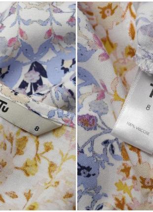Нежная брендовая блузка "tu" в мелкий цветочный принт. размер uk 8.6 фото