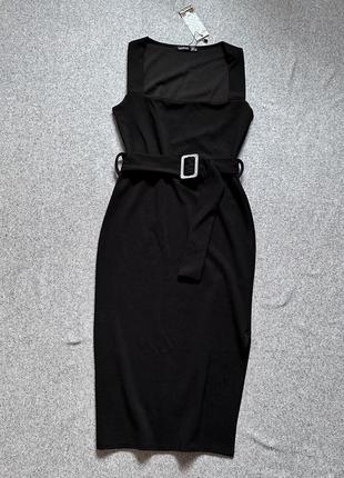 Boohoo платье миди черное с квадратным вырезом в облипну новое с биркой3 фото