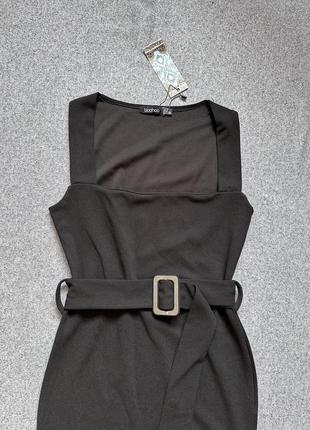 Boohoo платье миди черное с квадратным вырезом в облипну новое с биркой4 фото