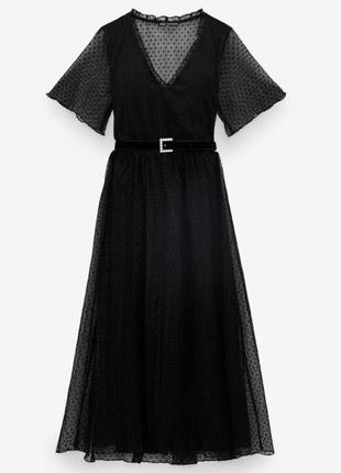 Платье zara с баркой, черный цвет, свободный крой, 899 грн