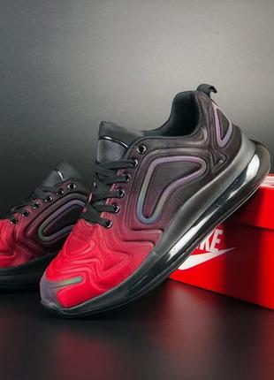 Чоловічі чорно-червоні кросівки текстильні  в стилі  air max 720 молодіжні зручні кроси найк