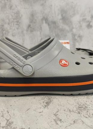 Крокс crocs crocband clog light grey / navy 11016 унісекс сірі жіночі чоловічі крокси сабо2 фото