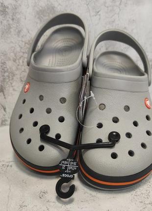 Крокс crocs crocband clog light grey / navy 11016 унісекс сірі жіночі чоловічі крокси сабо4 фото