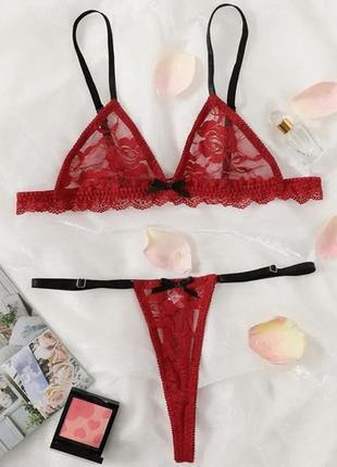 Кружевной комплект в двух цветах, m, l. код: а4