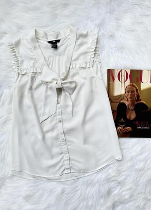 Блуза, шифоновая, белая, молочная, с бантом, трендова, h&m1 фото