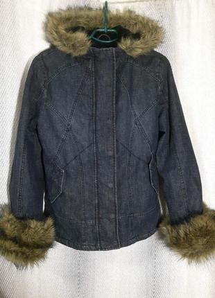 Стильна шерпа. жіноча зимова, демісезонна, осіння, весняна джинсова куртка на хутрі2 фото