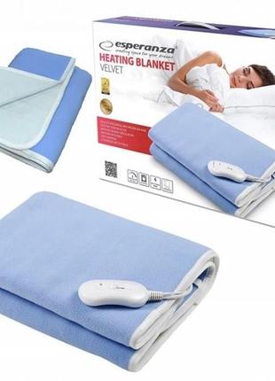 Одеяло с подогревом esperanza heating blanket velvet 150 x 80 см голубое (ehb001)