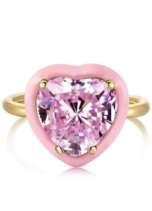 Серебряное кольцо с розовым фианитом1 фото