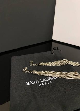 Брендовые серьги cэн лоран/saint laurent, посеребрение