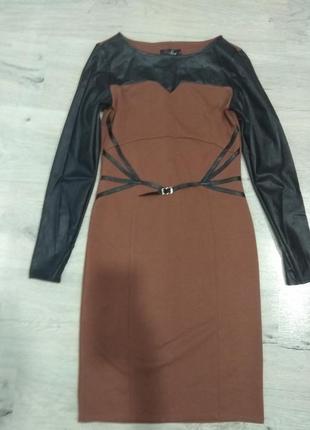 Платье со вставками экокожи sk house