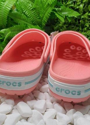 Crocs crocband clog melon ice blue крокс персиковые сабо оригинал с бирюзовой полоской6 фото