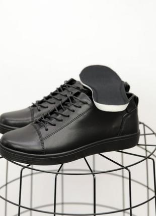 Кожаные черные подростковые кеды / туфли / кроссовки5 фото